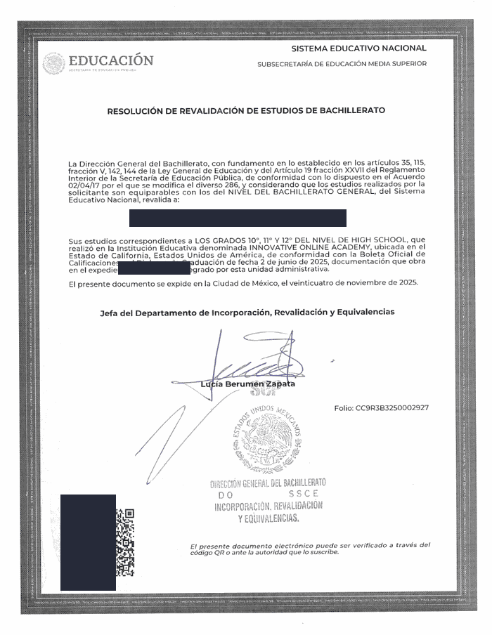 Resolución de Revalidación SEP (México)